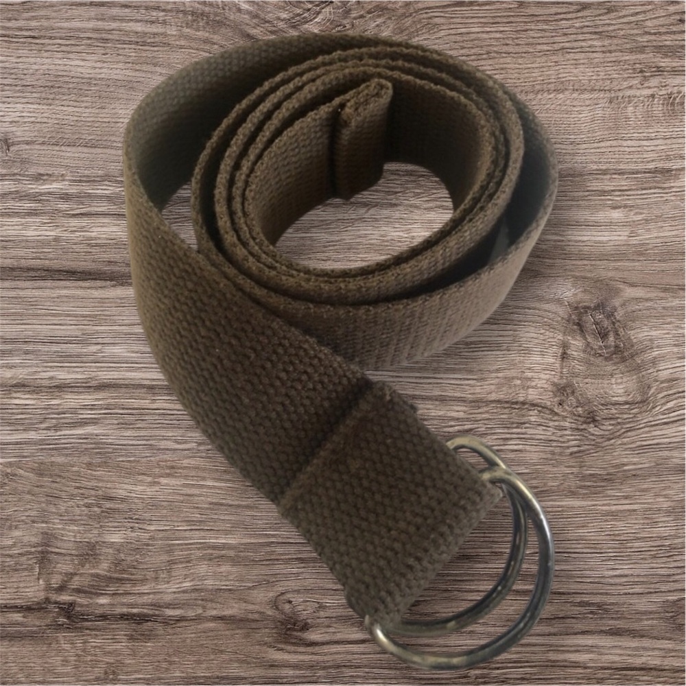 Brown Thin Web Belt Double D-Ring Buckle